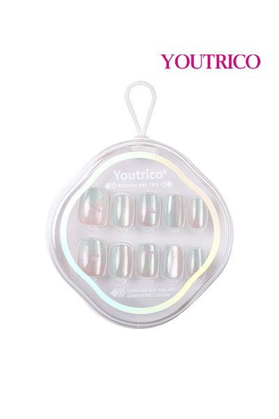 Youtrico 30 Semi-Handmade Press-on nails,shiny, butterfly, gradient
