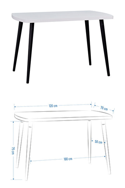VİLİNZE Deniz Sandalye Dino Bank Argos Ahşap MDF Sabit Mutfak Masası Takımı - 70x120 cm