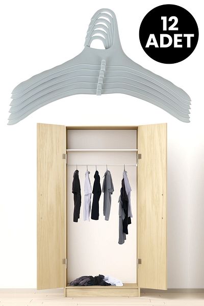 Perilla Harmony Nesting Portable Closet Organizer Clothes Clothing Hanger Gray 12 Pieces
