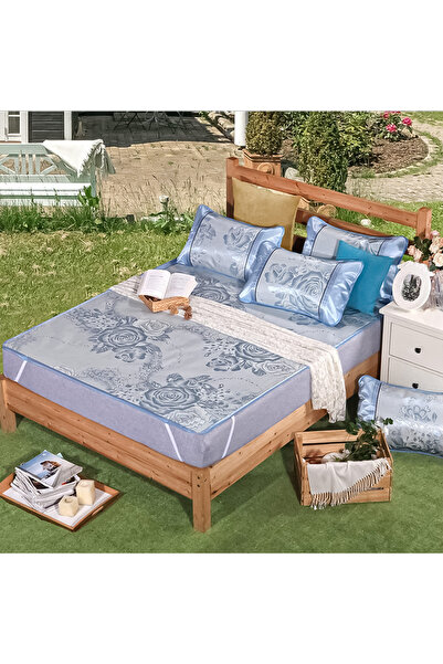 Naimeed Company Set lenjerie de pat dublu, lățime 145cm, Naimeed D4911, albastru