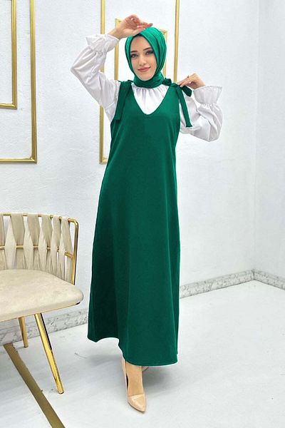 benguen Πουκάμισο + Φόρεμα Gilet Emerald Green 4678
