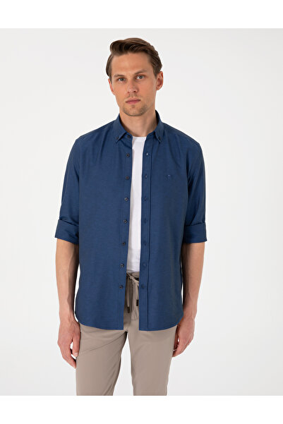 Pierre Cardin Lacivert Oxford Slim Fit Kolay Ütülenebilir Gömlek 50306996-VR033