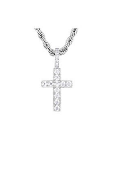 Iced Stuff men's pendant ZAWIESZKA MICRO DIAMOND CROSS silver-colored