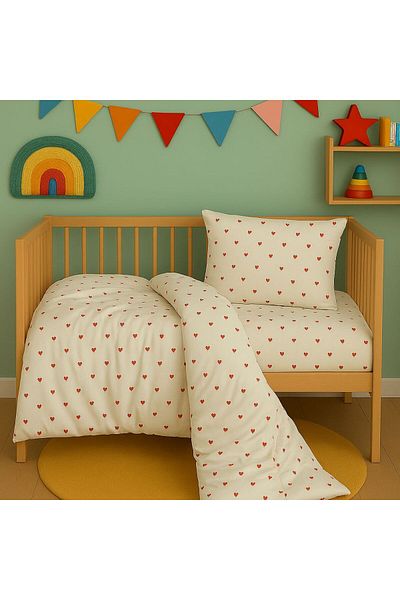 Pedimu 100% Cotton Flannel Heart Pinterest Baby Duvet Cover Set with Heart Print (95X145 cm)