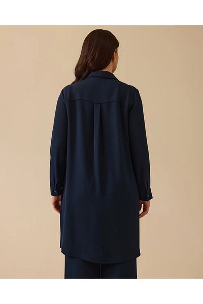 Gala-Xi Galaxi Women Plus Size Embroidery Detailed Buttoned Tunic 4005 Navy Blue