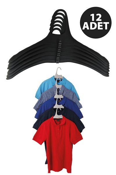 Perilla Harmony Nesting Portable Closet Organizer Clothes Clothing Hanger Black 12 Pieces