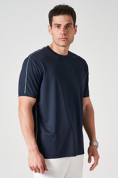 TENA Ανδρικό μπλουζάκι Kagi με λαιμόκοψη Navy Blue με ώμους και πλαϊνές σωλήνες
