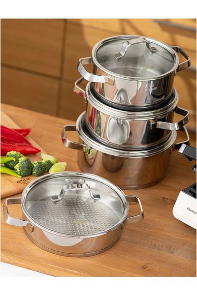 Emsan Capella Induction Base 8 Piece Stainless Steel Pot Set