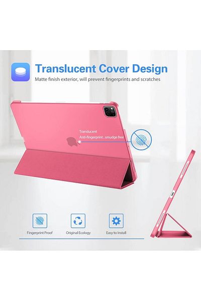 REDz Accessories Husă cu clapă pentru Apple iPad Pro 11, Air 11, Air 4/5, protecție pentru cărți, suport de vizualizare, roz