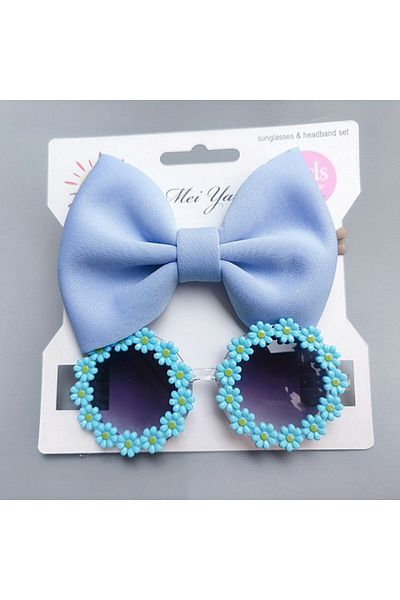 Superbaby Set bentita si ochelari de soare - Blue Daisy