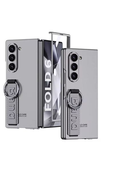 REDz Accessories Husă cu mâner și breloc, protecție ecran, compatibilă cu Samsung Galaxy Z Fold 6, gri