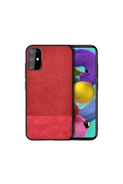 REDz Accessories Carcasă compatibilă cu Samsung S20 Ultra / S20 Ultra 5G, roșie, model Splicing PU + Material textil