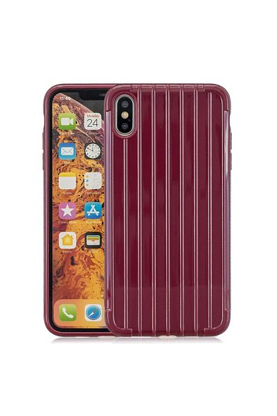 REDz Accessories Carcasă semi-moale din TPU, compatibilă cu iPhone XS / X, vișinie, stil valiză, antiderapantă