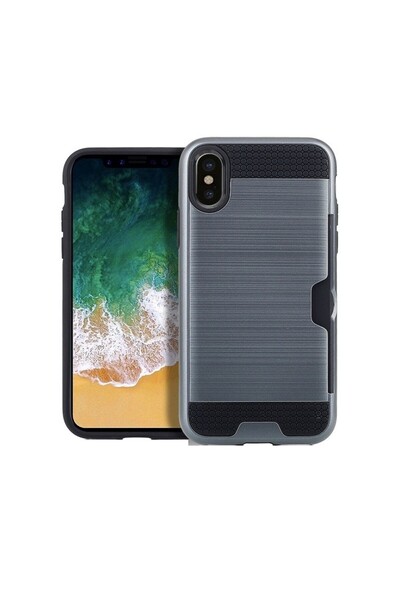 REDz Accessories Husă de protecție cu slot pentru card, compatibilă cu iPhone XS / X, albastră, potrivire precisă