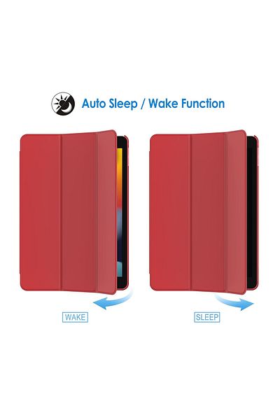 REDz Accessories Husă de protecție cu clapă pentru Apple iPad 10.2", iPad 2019/2020/2021, tip carte, roșie