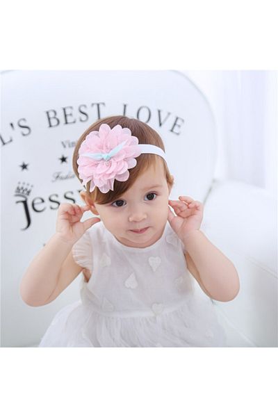 Superbaby Bentita roz cu floare din tulle