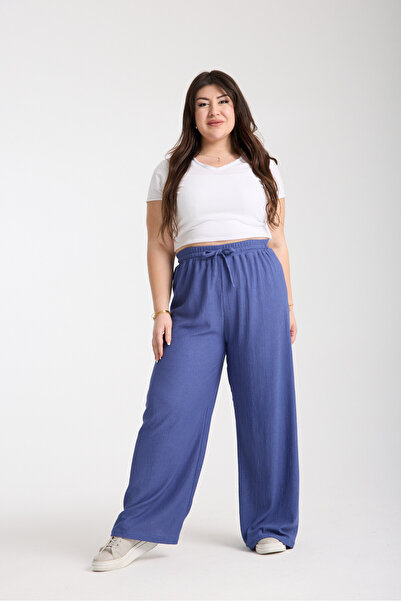 ZİYMO Women's Plus Size Elastic Waist Twist Palazzo Trousers