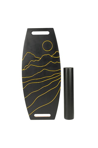 Wood Stone Art Black Balance Board – Surf Training Board – Skateboard Training Board