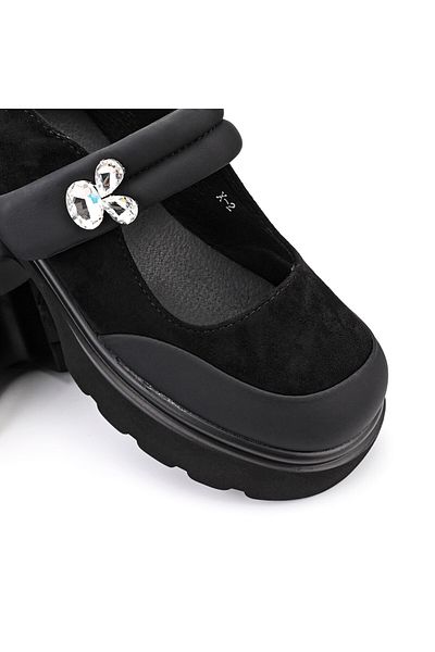 Tmall Women's casual shoes, with thick heels, made of eco-leather, PA1263, black
