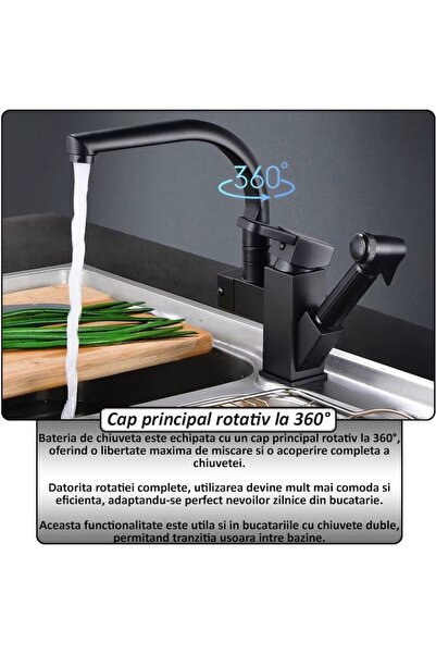 NEXTLY Μίκτης Νεροχύτη 2 σε 1, Κύρια Κεφαλή με Περιστρεφόμενη 360°, Αεριστήρα σε σχήμα Κηρήθρας και Ακροφύσιο