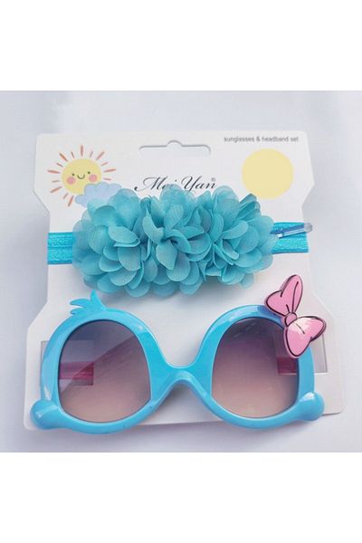 Superbaby Set turcoaz bentita si ochelari de soare - Little daisy