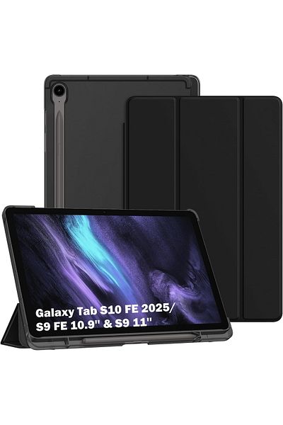 m.tk moveteck Samsung Galaxy Tab S9 Fe/S10 Fe 10.9Inch Compatible Case Flip Cover Black Cover with S Pen Pen Compartment