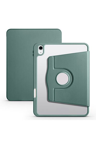 HTstore حافظة Zore Thermal المتوافقة مع iPad الجيل الحادي عشر لعام 2025 مع حامل قابل للدوران مع حجرة قلم - أخضر داكن