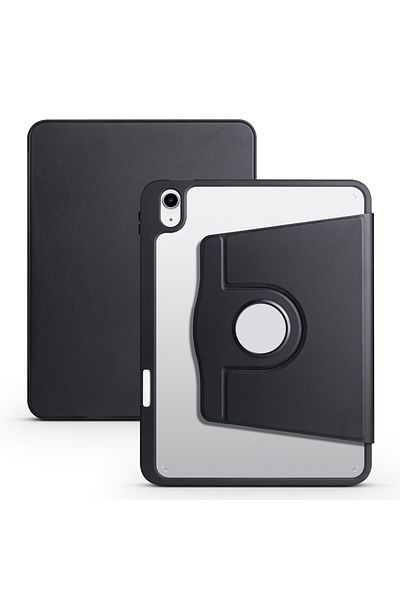 HTstore حافظة Zore Thermal المتوافقة مع iPad الجيل الحادي عشر لعام 2025 مع حامل قابل للدوران مع حجرة قلم - أسود