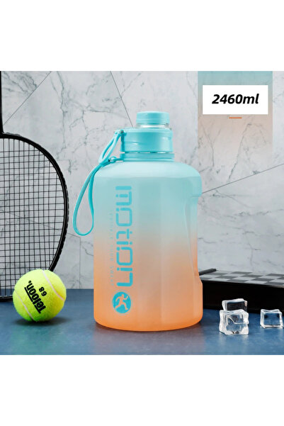 Choice زجاجة مياه رياضية زرقاء سعة 2.4 لتر مع شفاطة وسعة كبيرة للياقة البدنية...