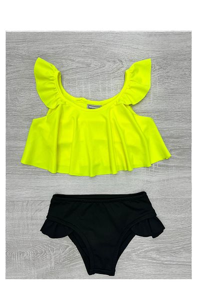 My Kids Wear طقم ملابس سباحة مكون من قطعتين مع تفاصيل مكشكشة