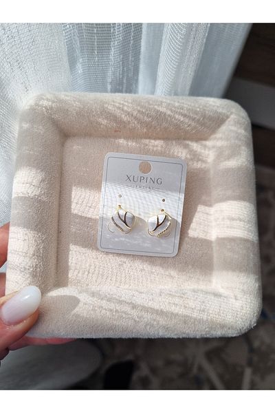 LİLİA Xuping Square Mined White Gold Earrings