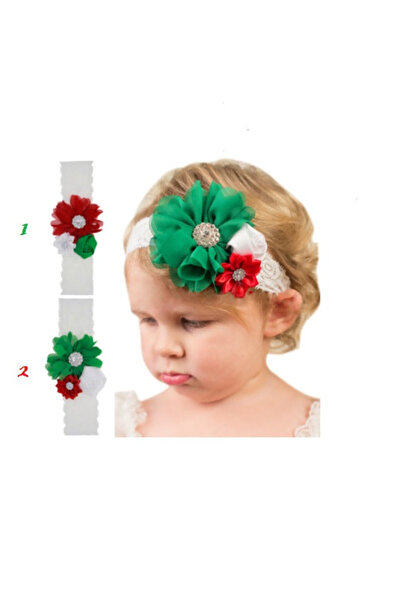 Superbaby Bentita fetite cu flori rosii, albe si verzi