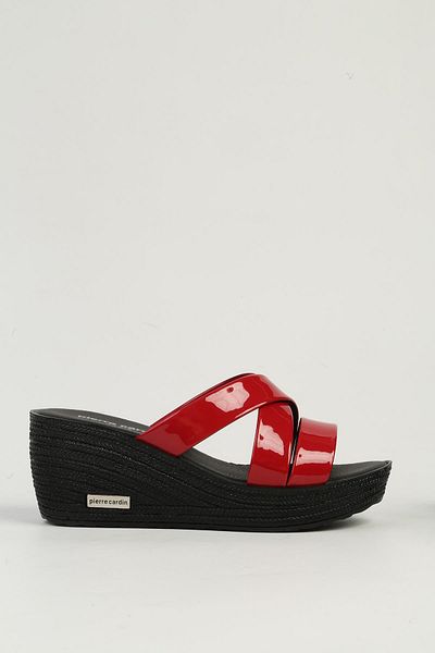 Pierre Cardin Red Patent Leather Women's Slippers Pc-7476