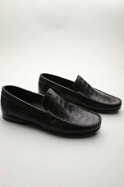 Gondol Loafer clasic pentru bărbați din piele naturală Black Croco 42 ttx. 601192