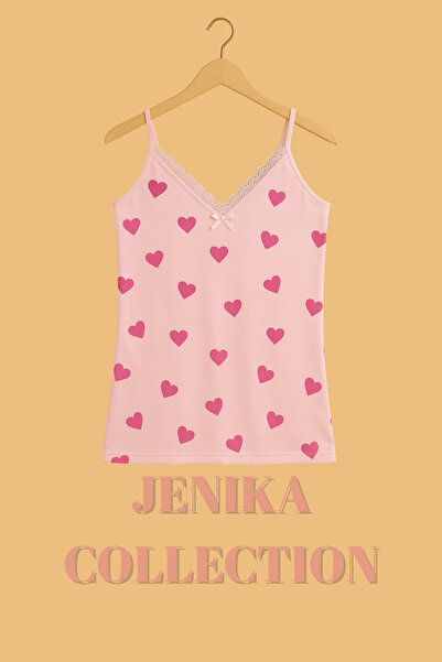 JENİKA Patterned Cotton Rope Strap Women's 3-Piece Undershirt