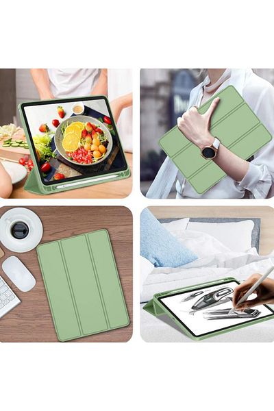 REDz Accessories Book Case with Pen Holder for Apple iPad Pro 12.9" and iPad Air 13", Foldable, Mint Green