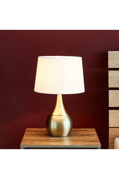 Generic مصباح طاولة مزخرف بتصميم عتيق أنيق من أنتارك باللونين الذهبي والأبيض، 53×33×33 سم
