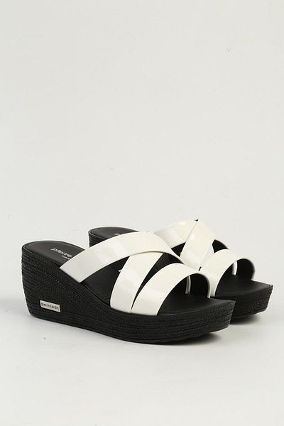 Pierre Cardin White Patent Leather Women's Slippers Pc-7476