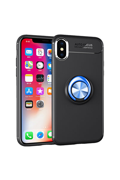 REDz Accessories Carcasă cu inel rotativ, compatibilă cu iPhone XS Max, neagr...