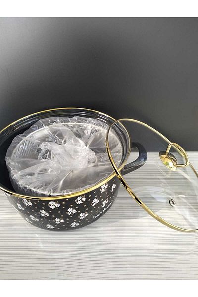 kurt41 Enamel Glass Lid Potato Pepper Pumpkin Sausage Eggplant Frying Pot Fryer 22 cm