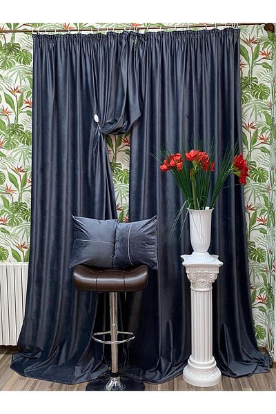 Liz Line Set doua draperii catifea, gri, colectia "Velvet" by LIZ LINE, 2x350x245cm, cu rejansa DR15735