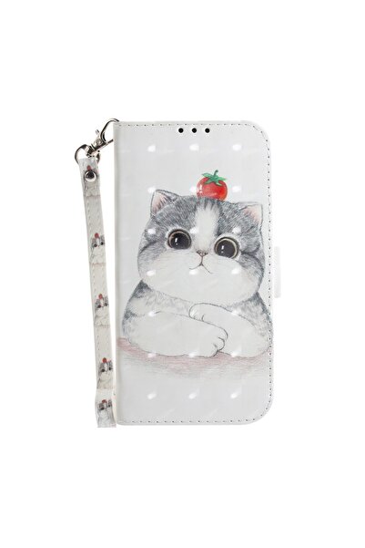 REDz Accessories Husă compatibilă cu Samsung S21 Plus, tip card, model 3D drăguț cu pisică, multicoloră, piele