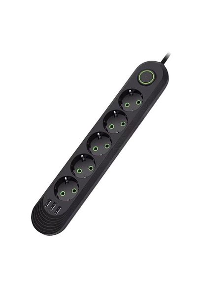 NEXTLY Extension Cord With 5 Sockets And 3 USB Ports, Switch, Hanging Bracket, Durable