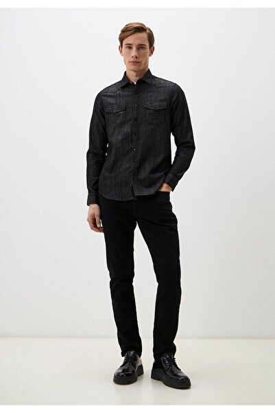 Ncs Jeans Siyah Erkek Denim Gömlek Slim Fit 7081