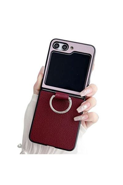 REDz Accessories Husă cu suport inelar, aspect piele, compatibilă cu Samsung ...