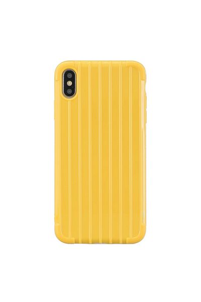 REDz Accessories Carcasă semi-moale din TPU, compatibilă cu iPhone XS / X, galbenă, stil valiză, antiderapantă