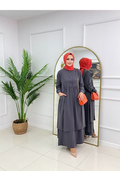 VALENS BOUTİQUE Women's Hijab 2 Piece Set Medina Silk Tunic & Pants