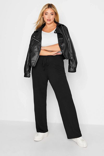 Stil Diva Plus Size Elastic Waist and Lace-Up Pocketless Flared Pants 140052