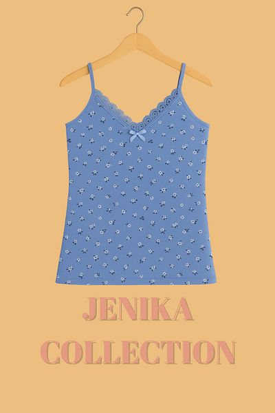 JENİKA Tricou de damă cu bretele din bumbac cu model