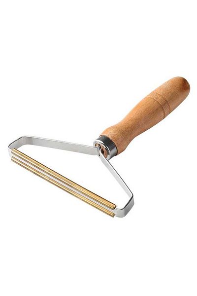 Micostore Animal hair and lint brush, multifunctional, with wooden handle, stainless steel, Natur